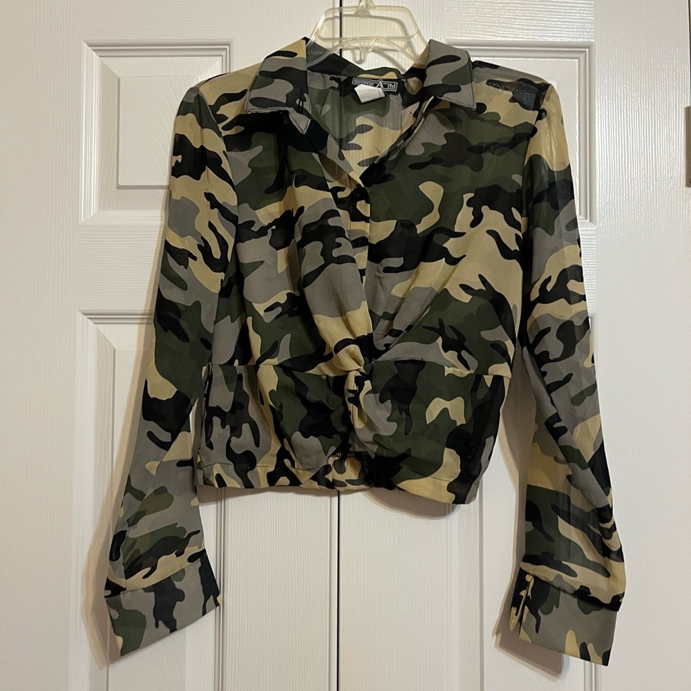 Camouflage Button Down Long Sleeved Shirt